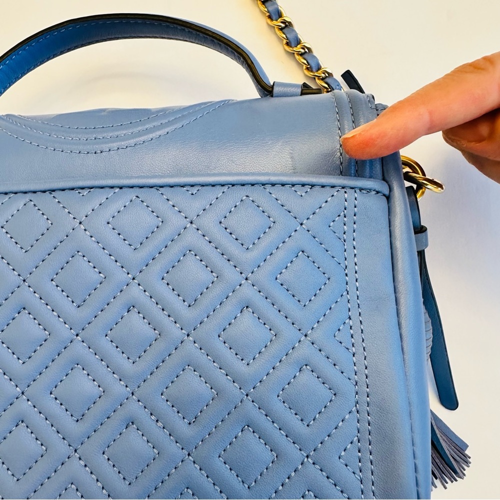 Tory Burch Fleming periwinkle small leather convertible crossbody bag lotus blue - Picture 9 of 16
